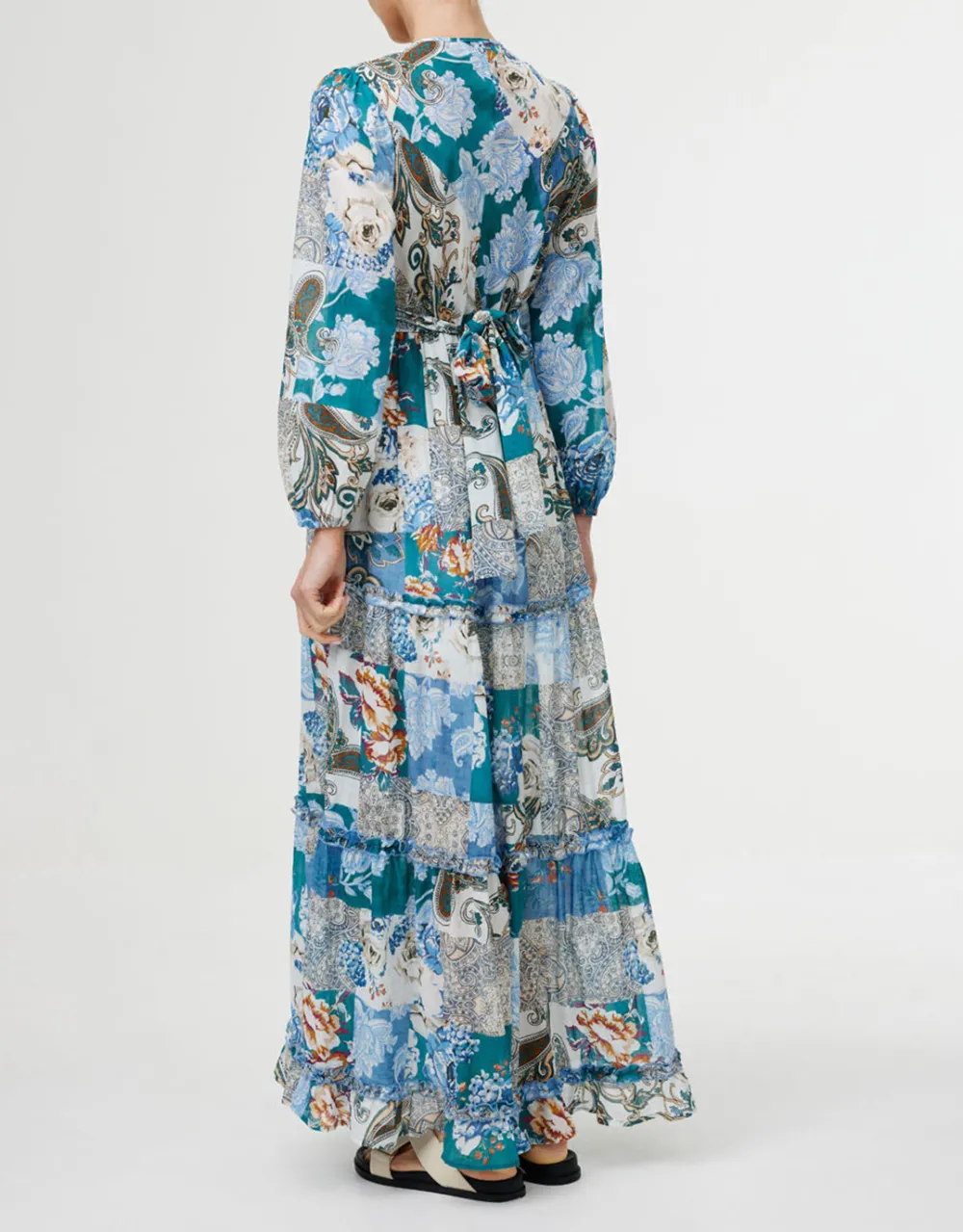 Lili Maxi Dress - Cyan Patchwork