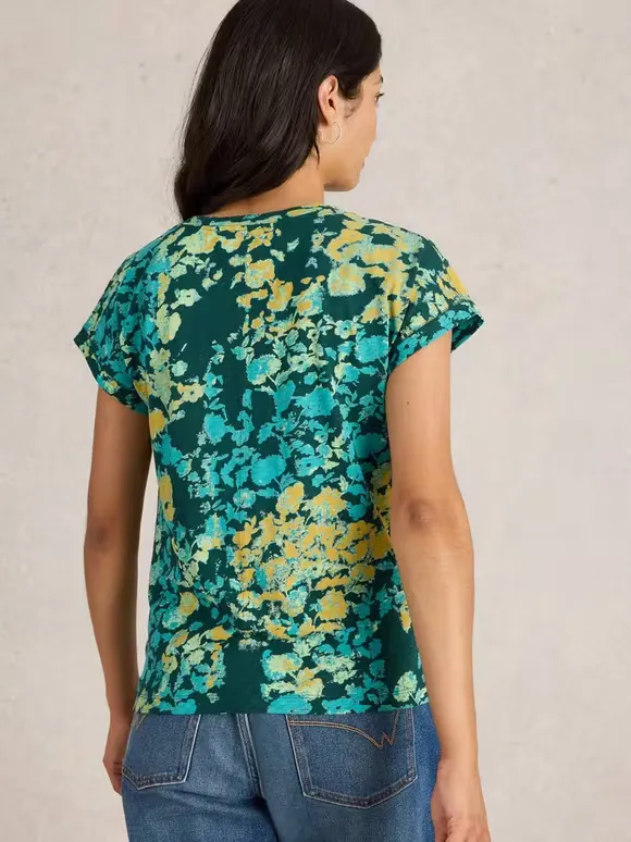 NELLY NOTCH NECK  PRINT T-SHIRT