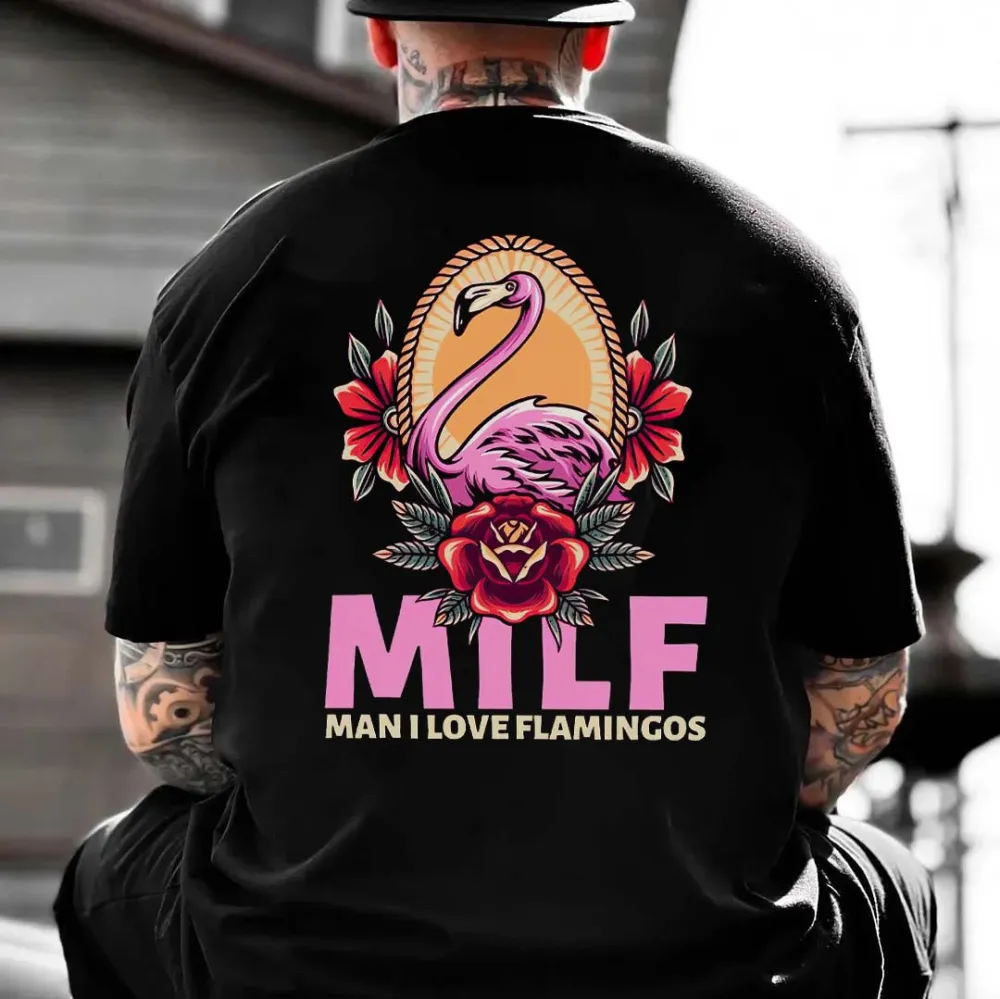 Milf Man I Love Flamingos Printed Men's T-shirt