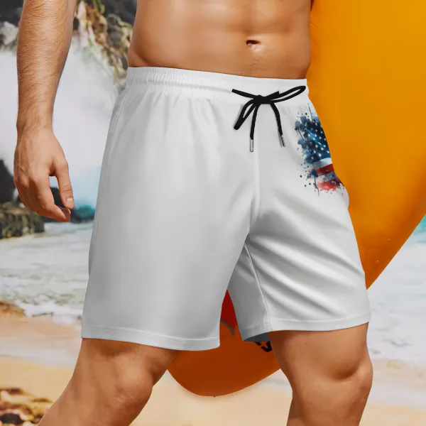American Flag Watercolor Style Sports Breathable Beach Shorts