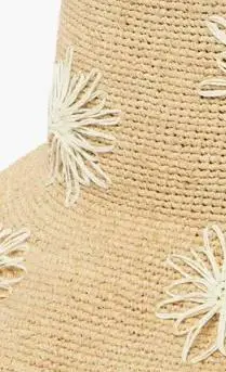 Embroidered Raffia Bucket Hat