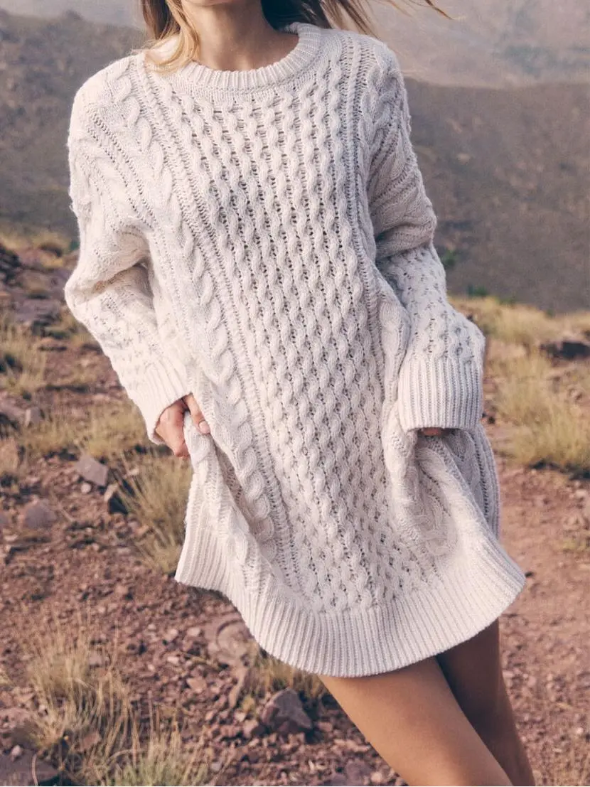 Oversized Cable Knit Jumper Mini Dress