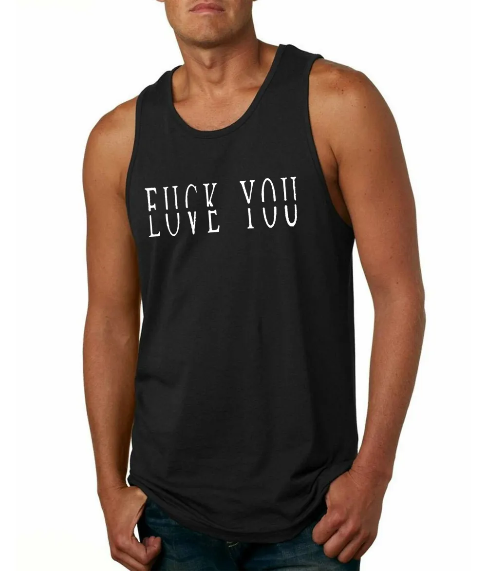 Love You Fk You Letter Print Casual Men'S Tank