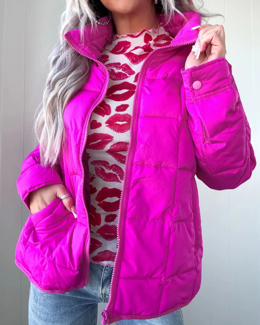 City Views Puffer Jacket - Fuchsia