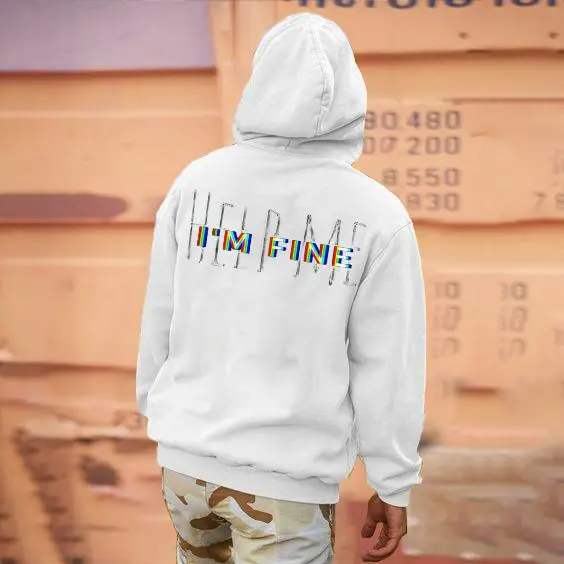 Help Me I'm Fine Print Fun Monogram Hoodie