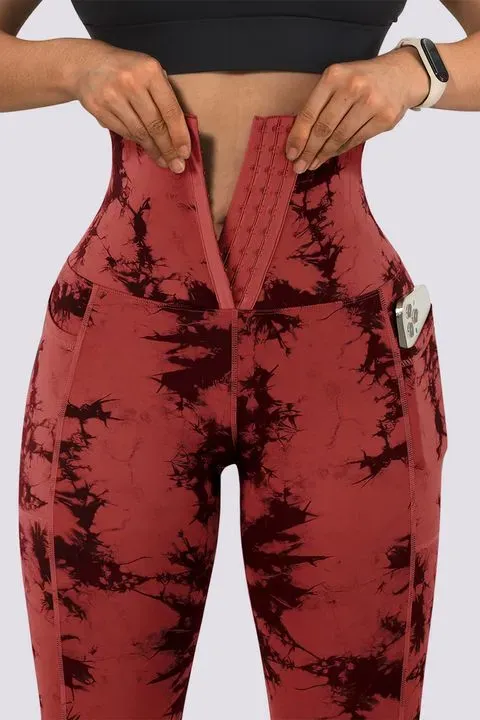 Tie Dye Pocket Side Cincher Sports Leggings