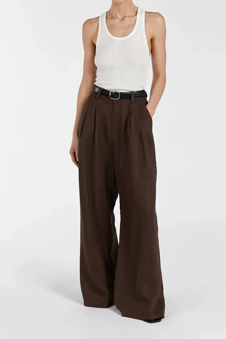 HOLDEN BITTER CHOC LINEN PANT