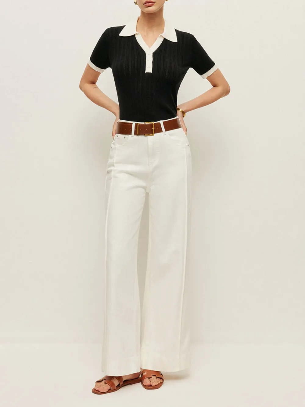 High-Waist Wide-Leg Jeans With Belt