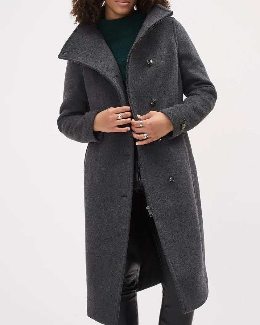 Classic Wool Coat With Mock Neckline