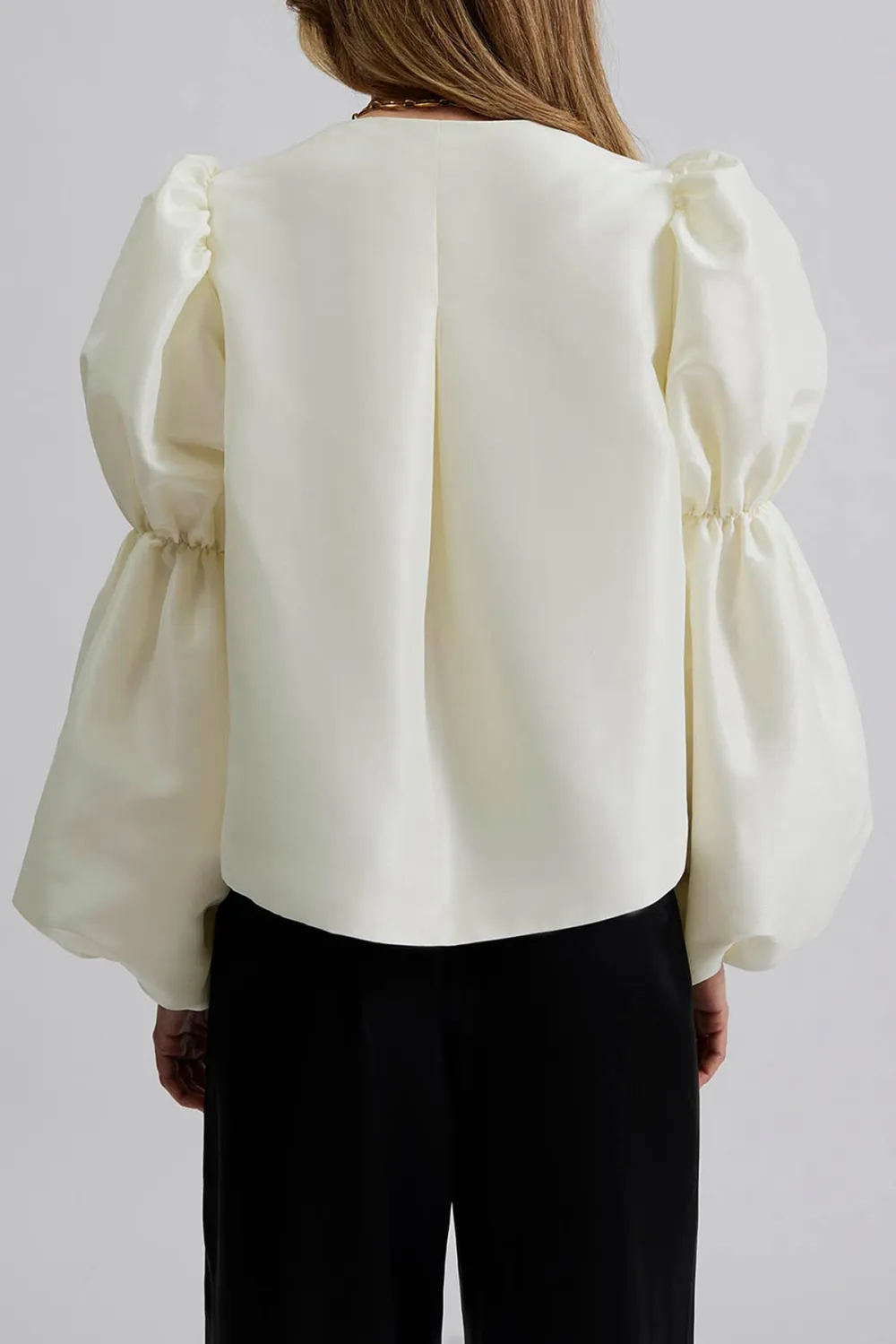 Puff Sleeve Keyhole Neck Blouse