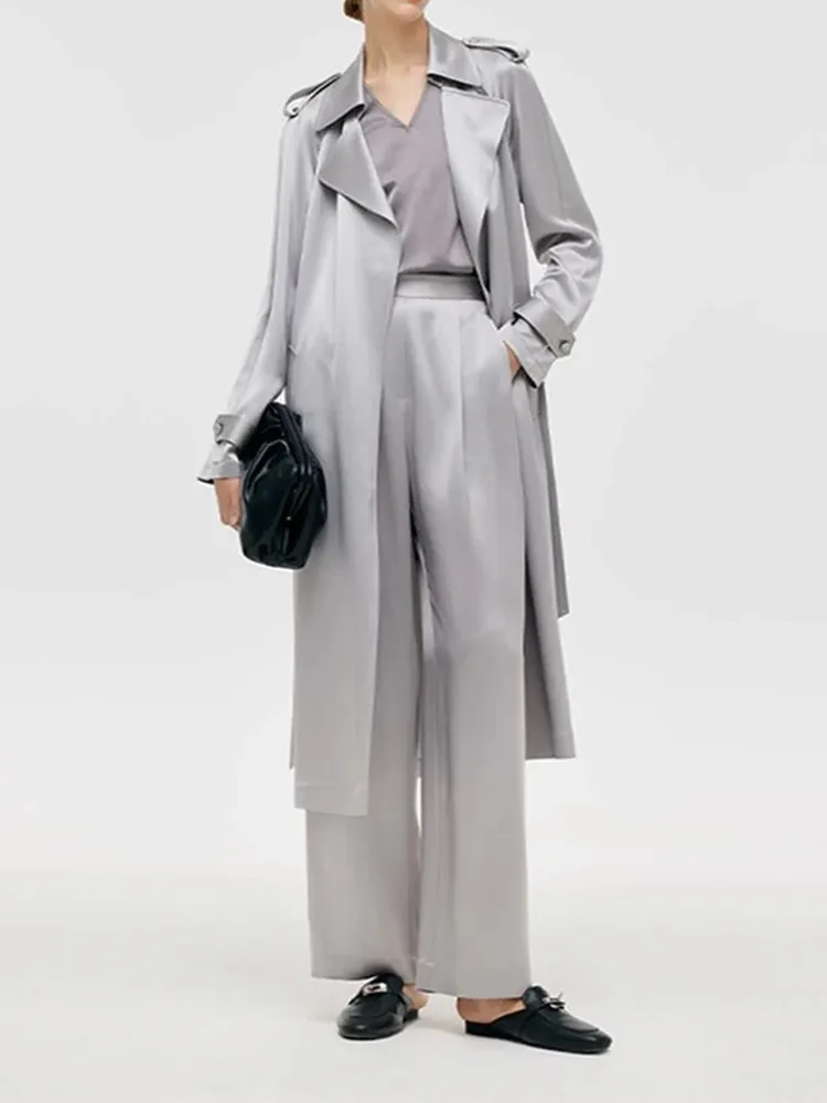 Acetate Women Trench Coat With Belt