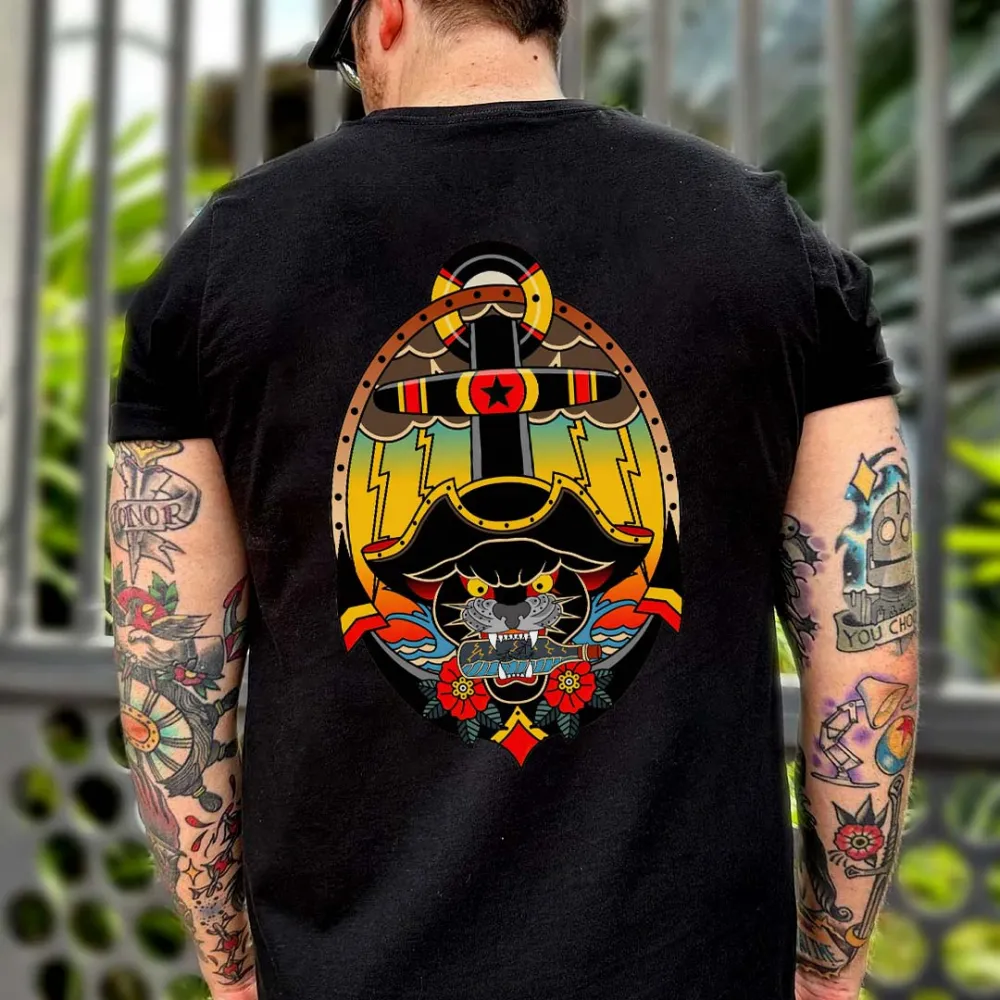 Pirate Cat Printed Men's T-shirt