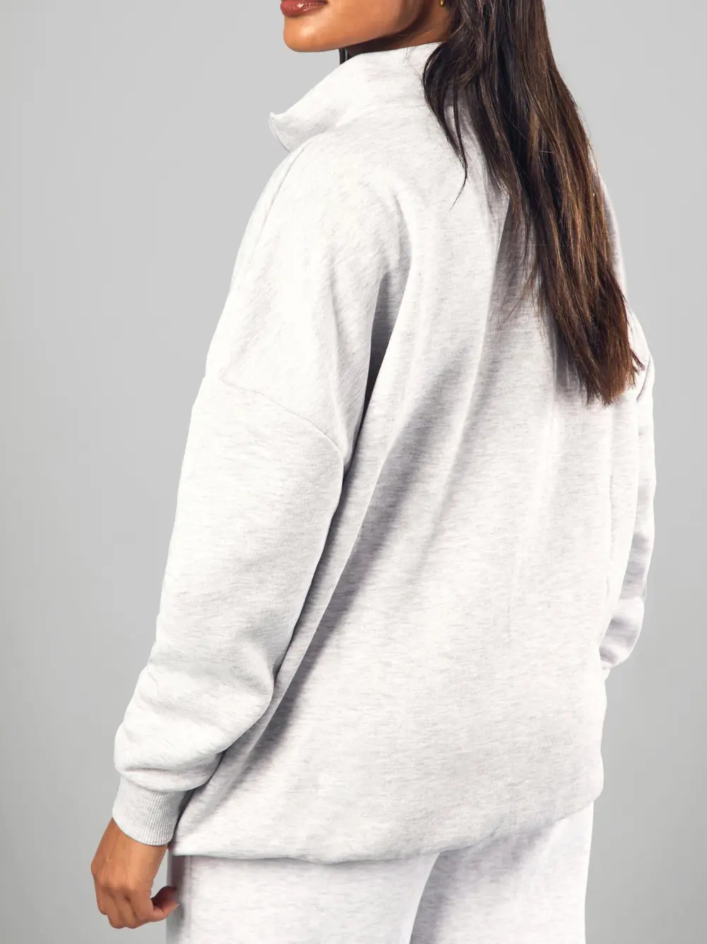 HALF ZIP APPLIQUE OVERSIZED SWEATSHIRT