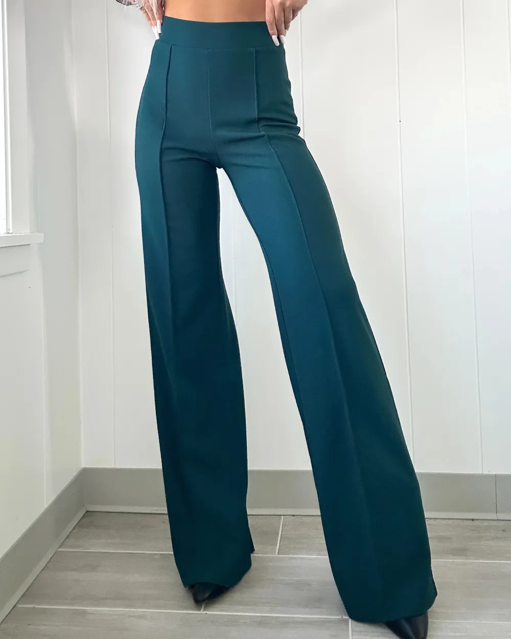 Business Or Pleasure Pleated Flare Pants - Jade