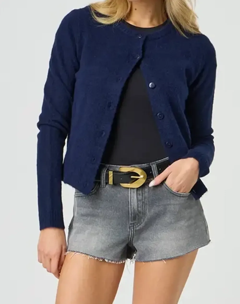 Mid Rise Denim Mini Short