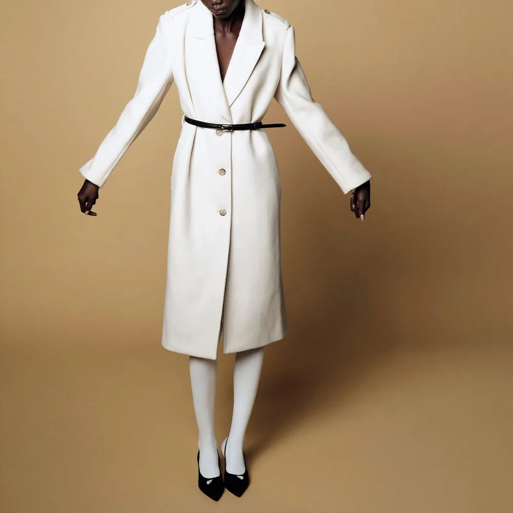 Wrap trench coat  double-faced wool blend