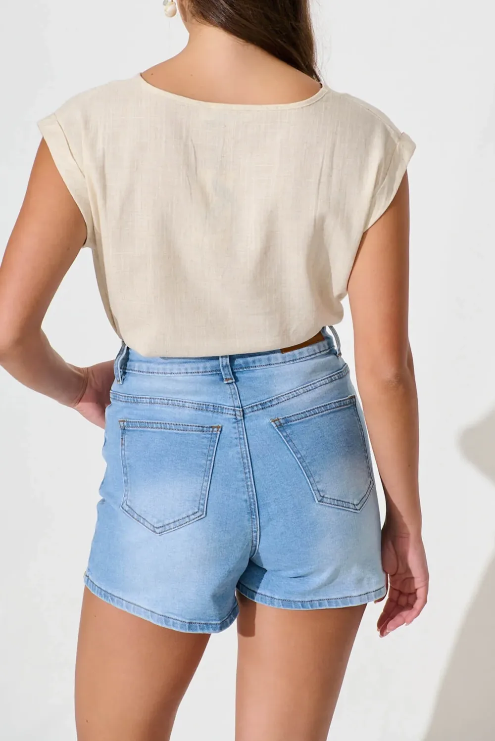 Light Blue High Waisted Denim Shorts
