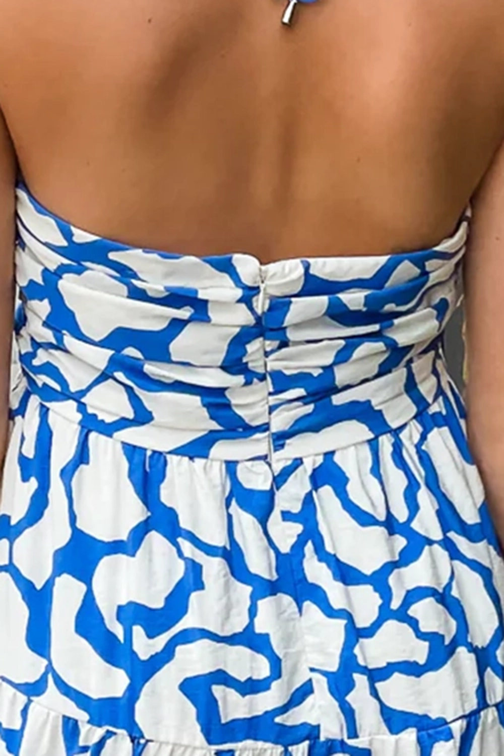 Blue Resort Halter Dress