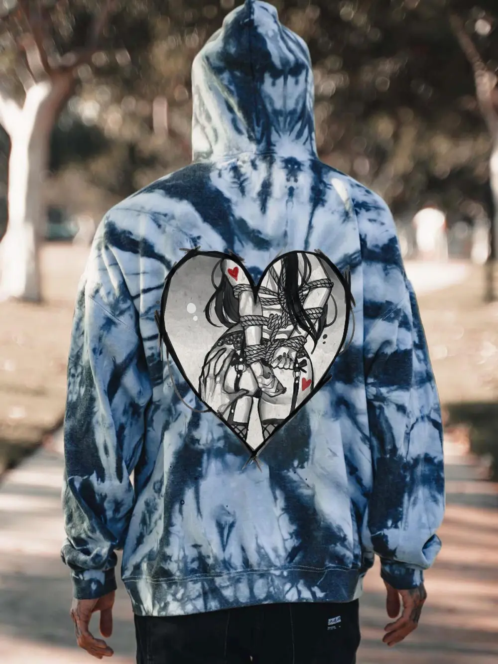 Bondage Game Tie-dye Printed Men's Hoodie
