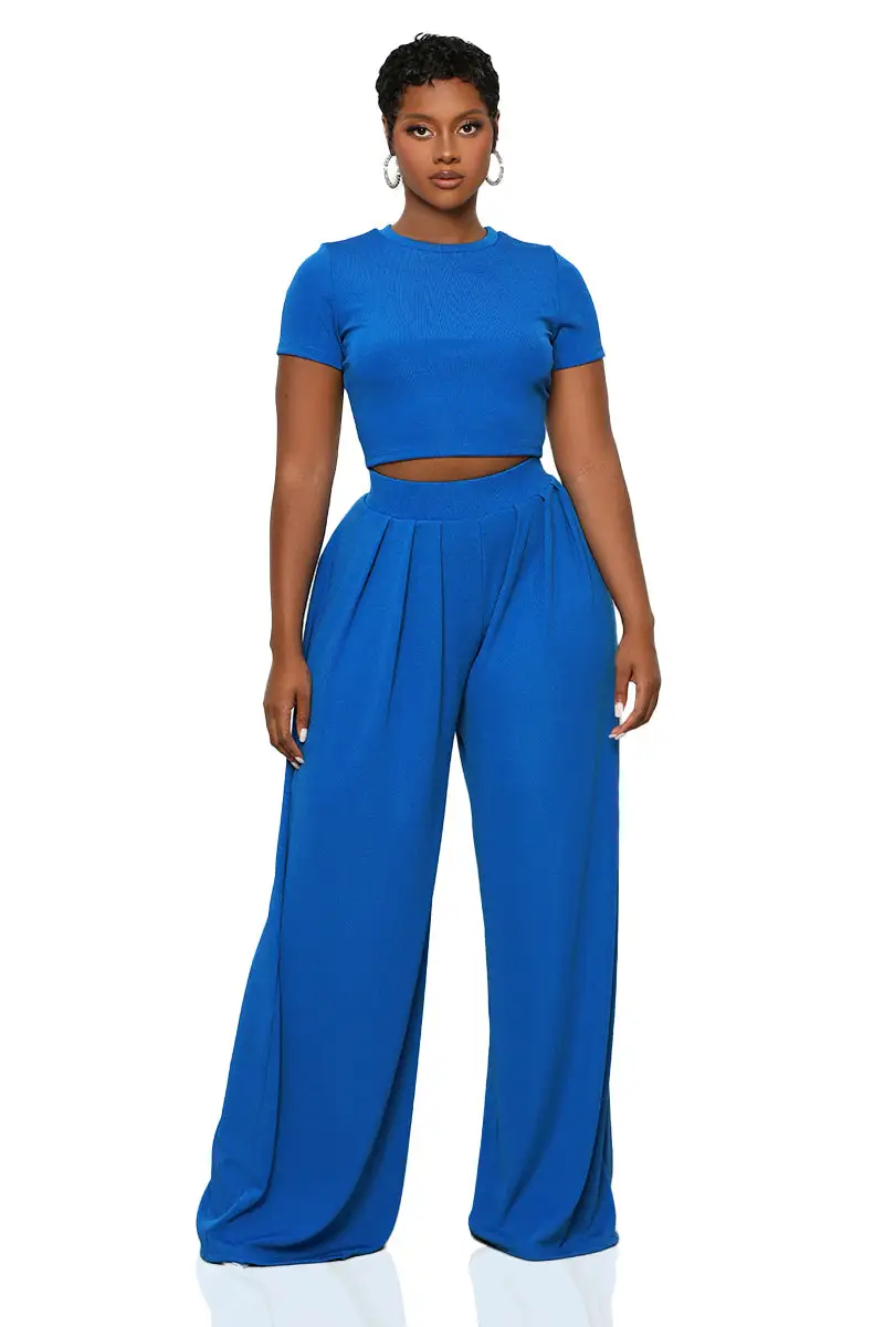 Just Blue Wide Leg Pants Set