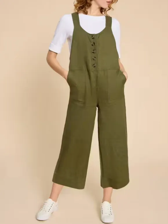 Viola Crop Linen Dungaree