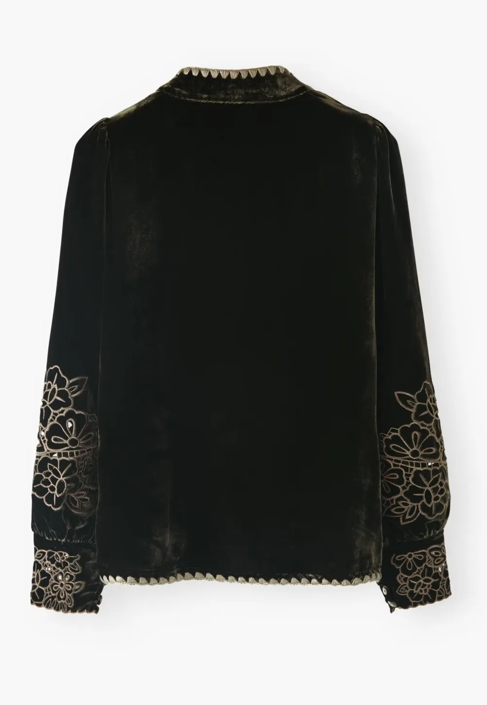 Velvet broderie blouse
Silk & viscose velvet