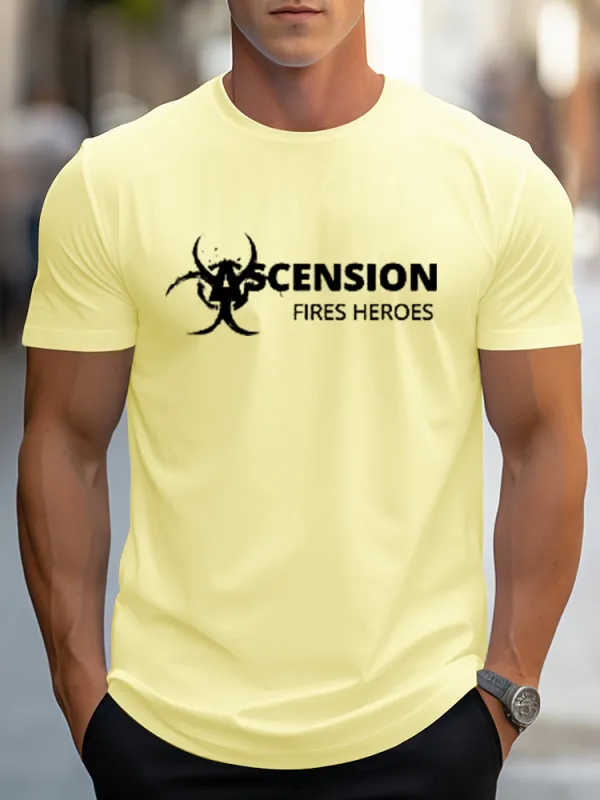 Men'S Ascension Fires Heroes Pure Cotton Round-Neck Short-Sleeved T-Shirt
