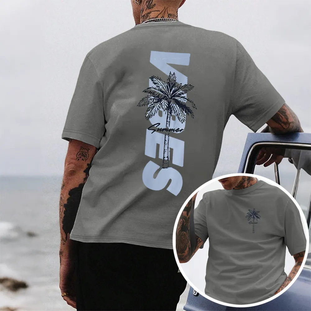 For Men Graphic Crew Neck Coconut Palm Trees T-Shirt