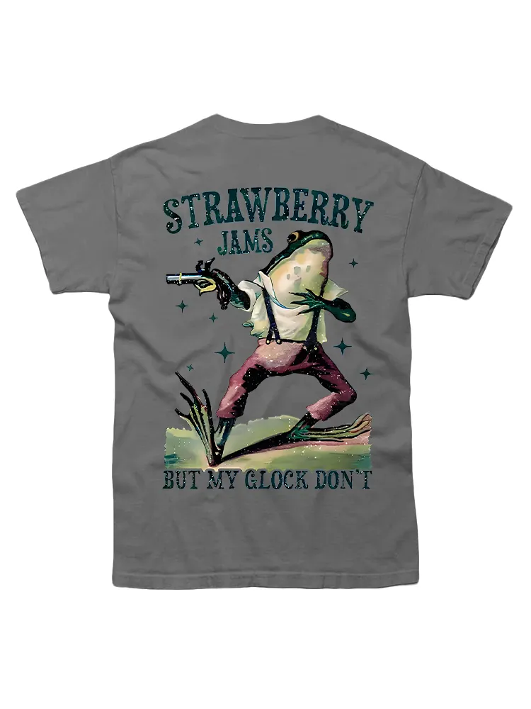 Frog With Gun Print T-Shirt