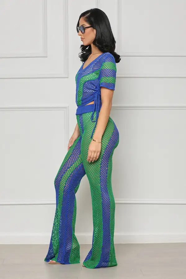 Rainforest Retreat Pants Set (Blue & Green)-FINAL SALE