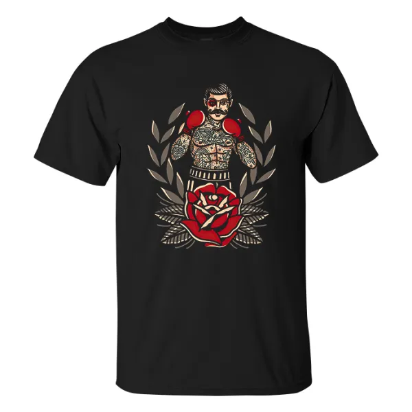 Boxing Beard Print Casual T-shirt