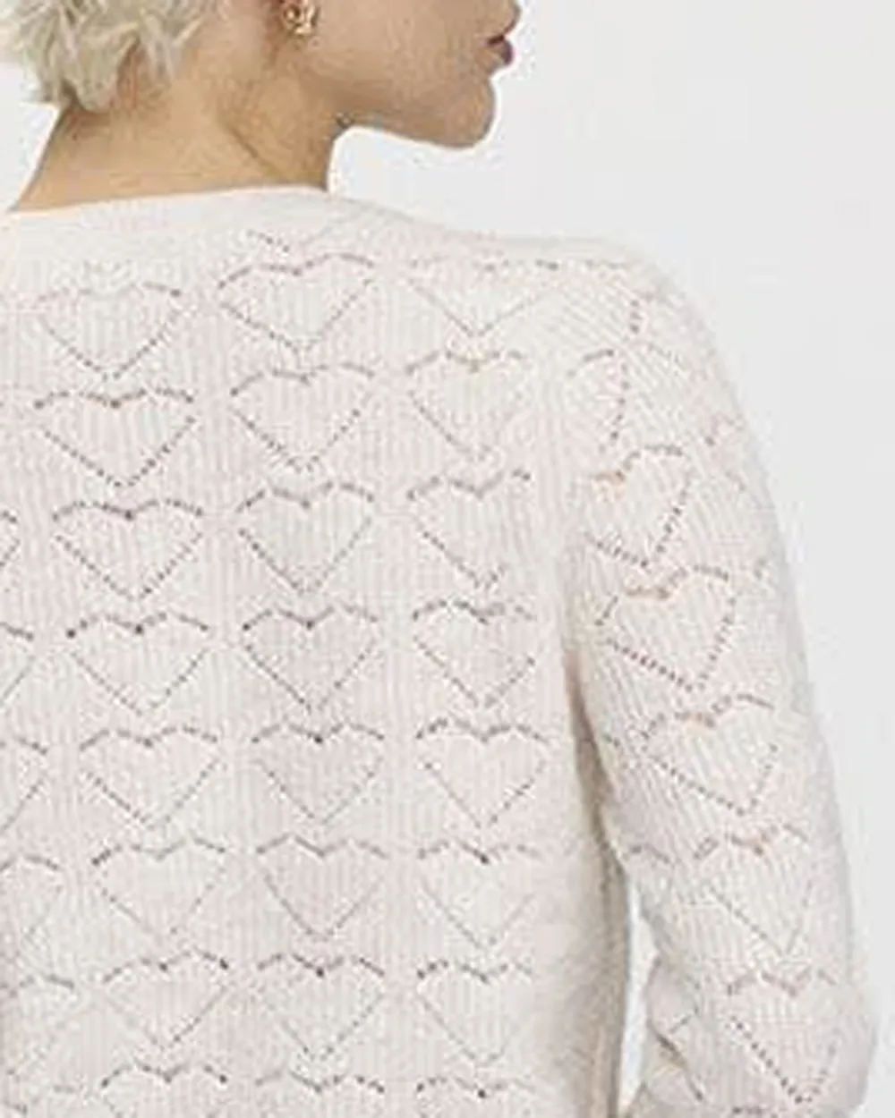 Long-Sleeve Crew-Neck PlushSoft Sweater with Pointelle Hearts