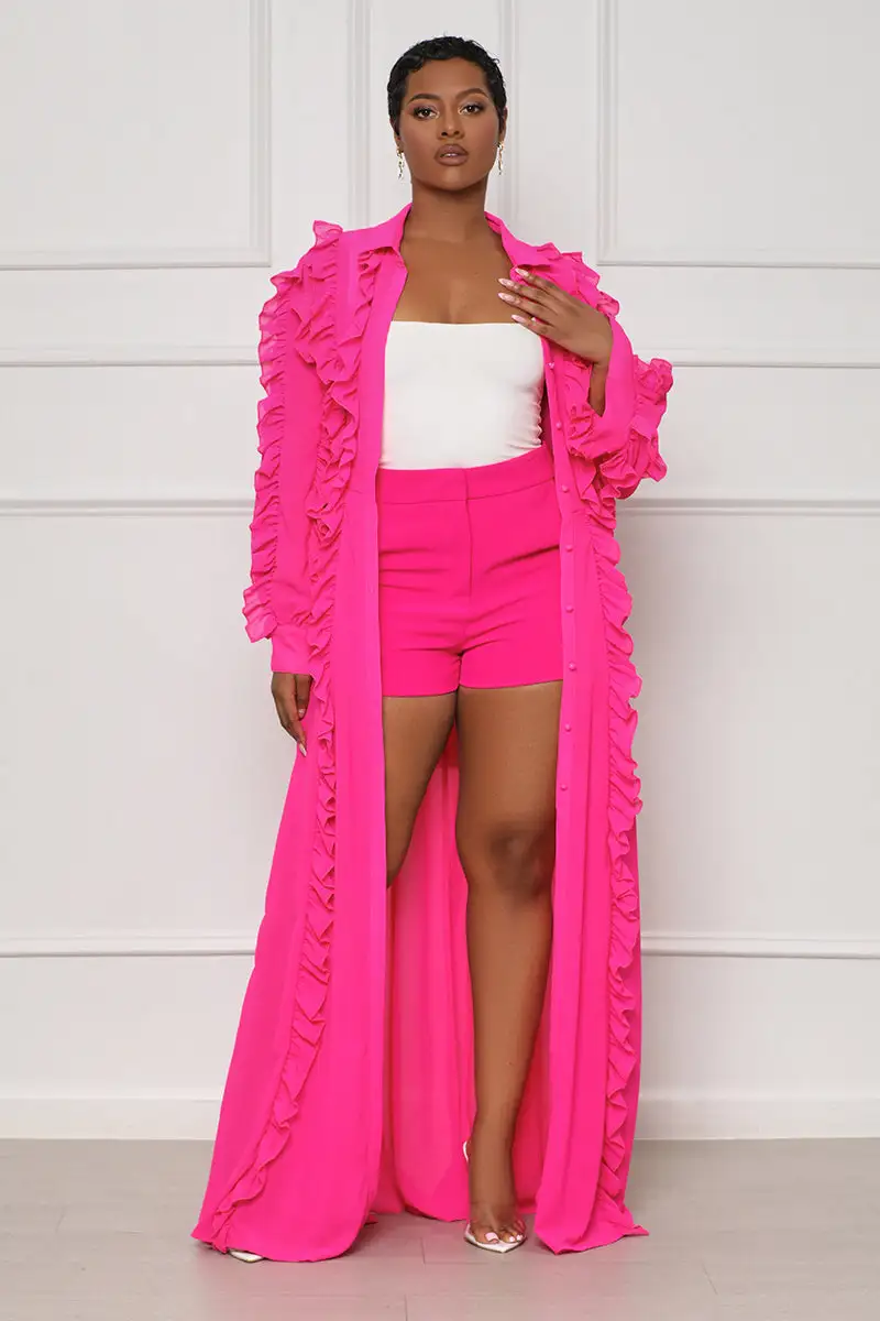 Artful Aura Kimono Short Set (Hot Pink)
