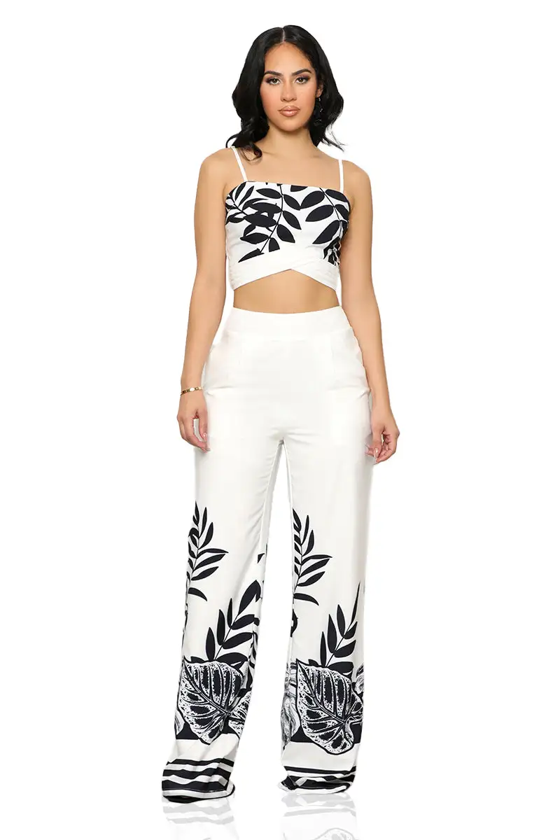 Go With the Flow Pants Set (Black & White)-FINAL SALE