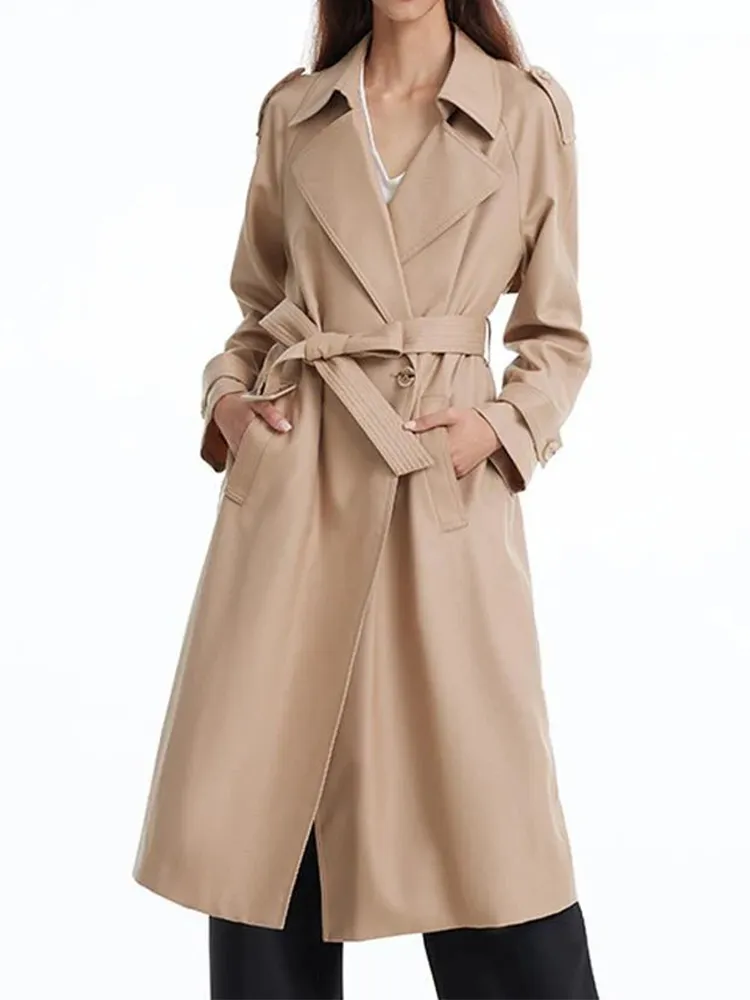 Worsted Woolen Trench Coat With Belt