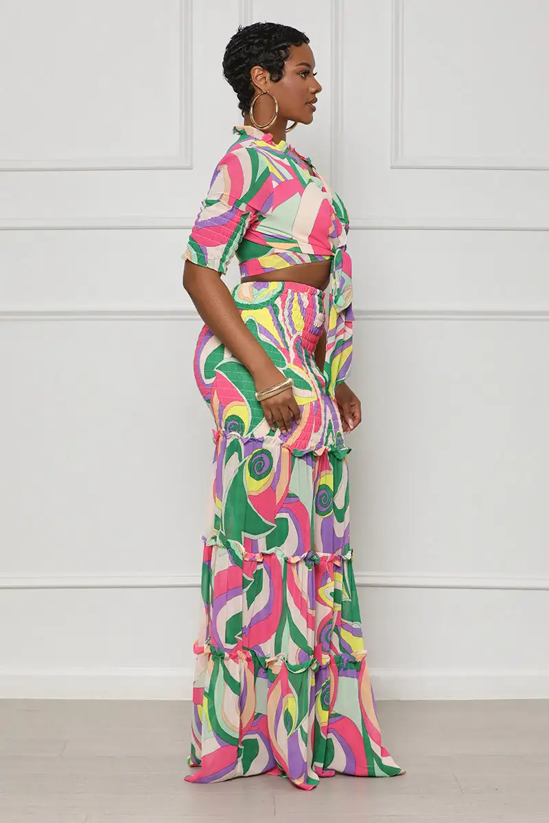 Chic Retreat Skirt Set (Purple Multi)