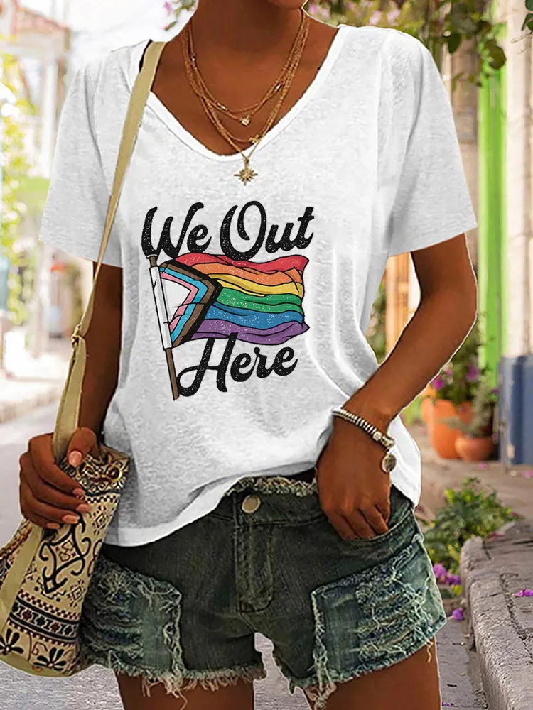 Women'S We Out Here V-Neck T-Shirt