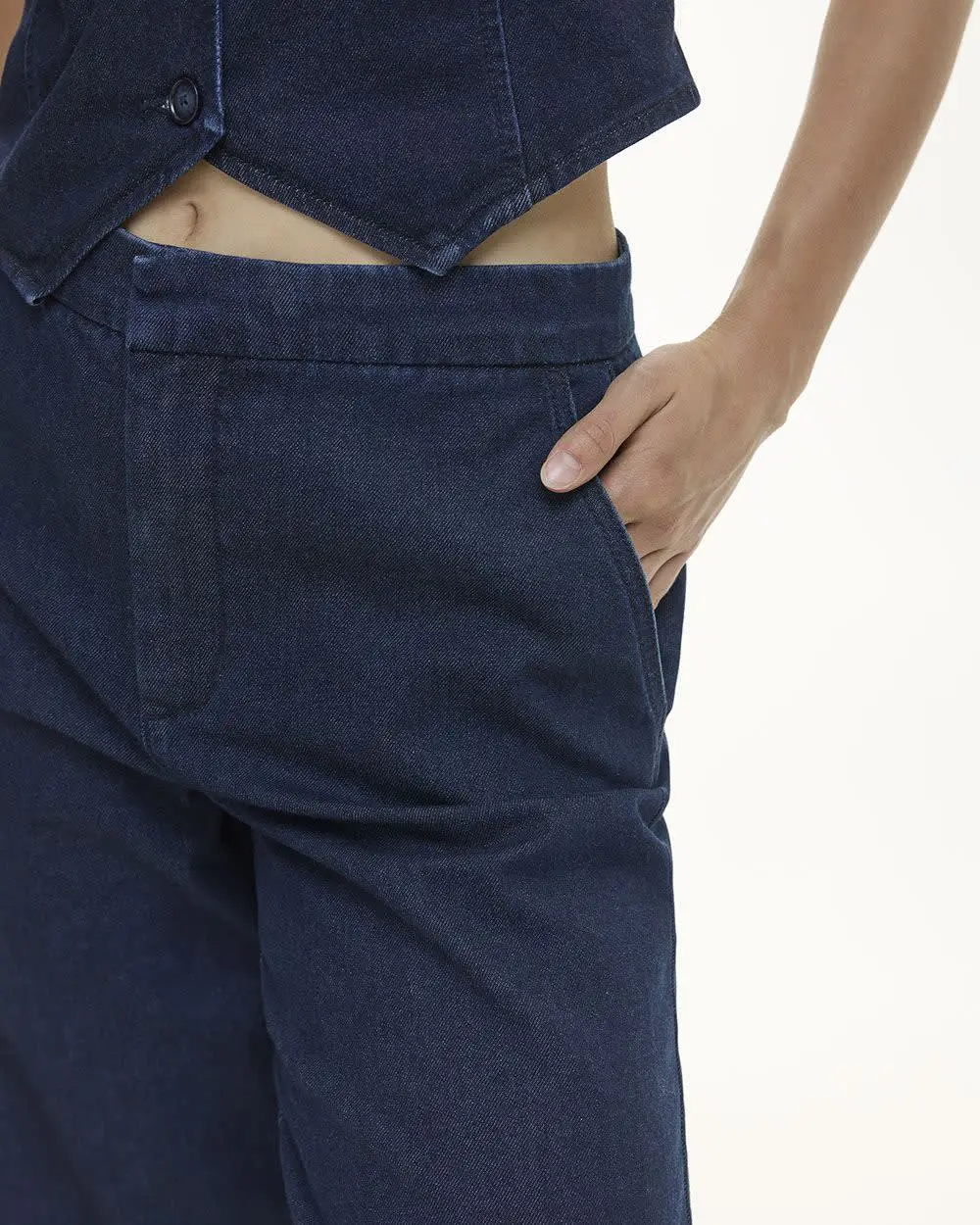 Wide-Leg High-Rise Denim Trousers