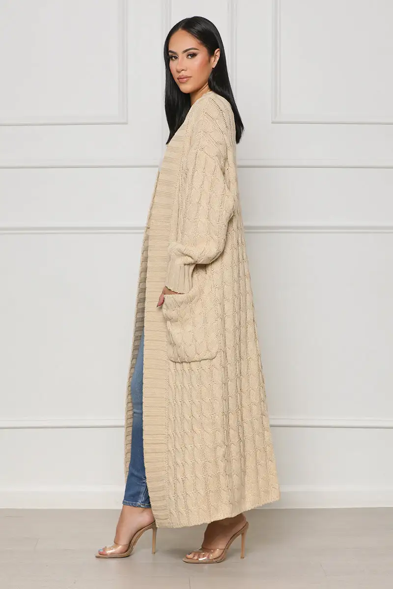 In My Feelings Longline Cardigan (Beige)- FINAL SALE