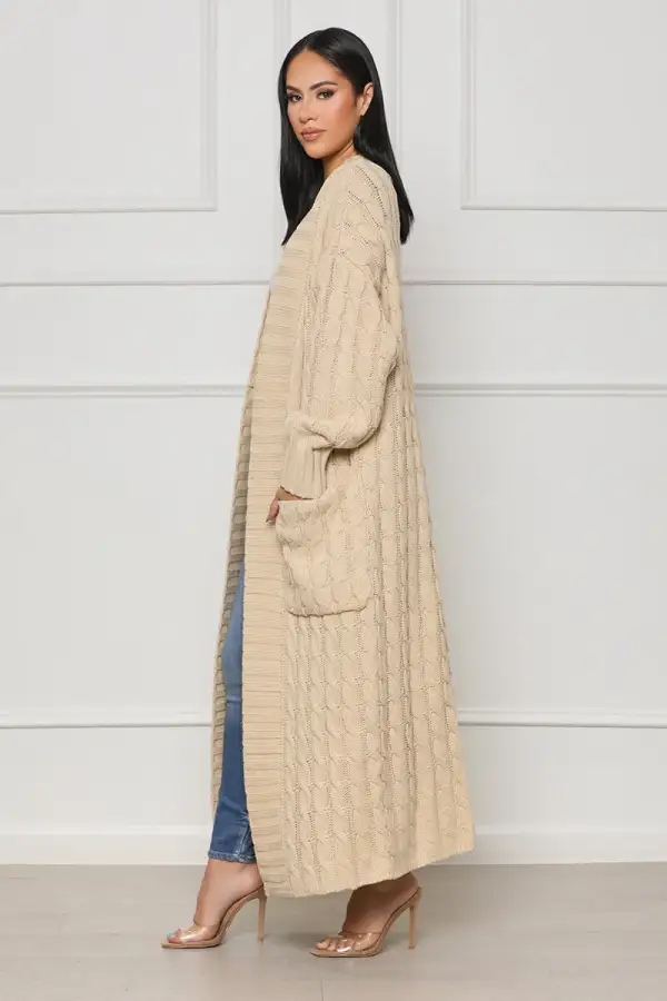 In My Feelings Longline Cardigan (Beige)- FINAL SALE