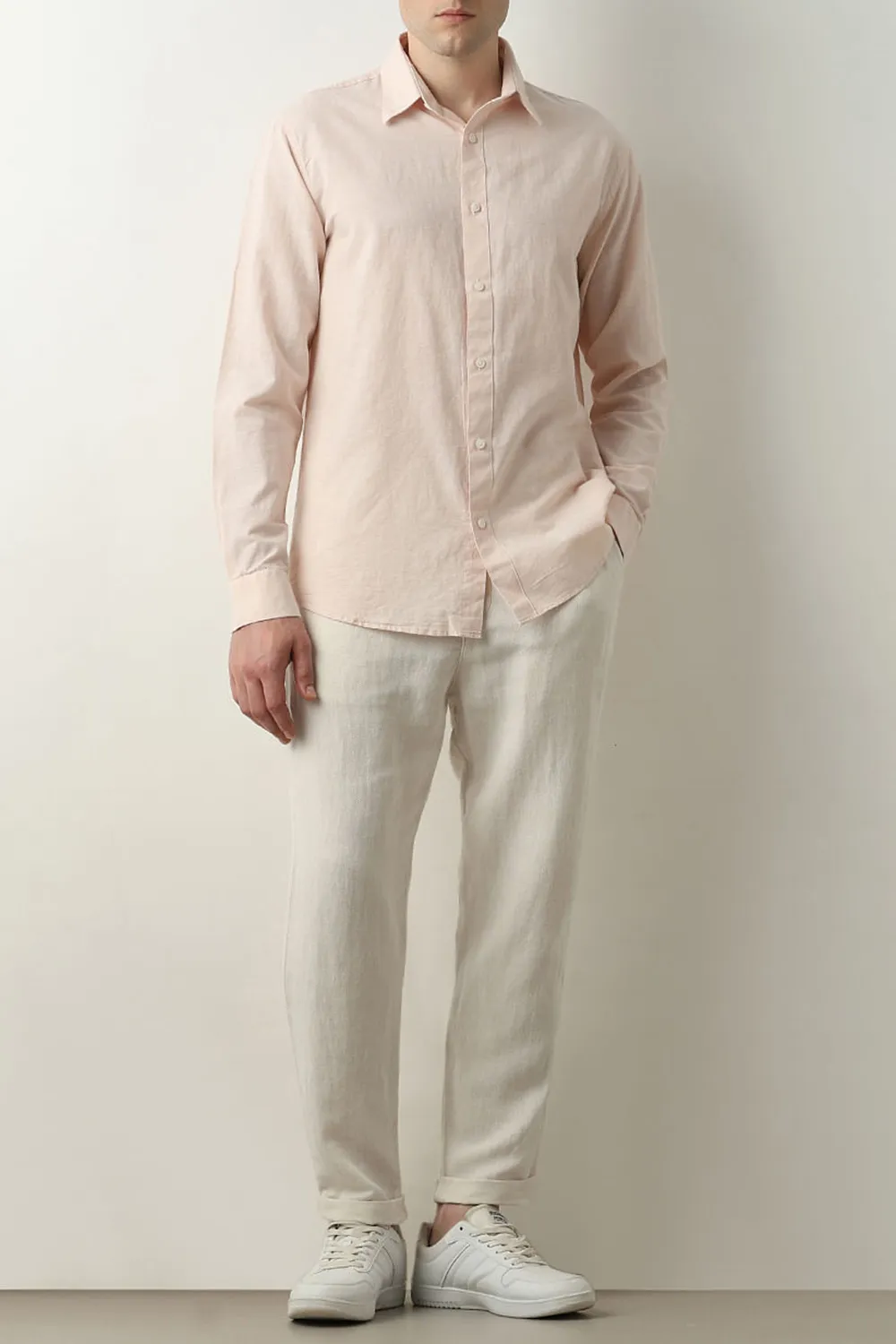 White Linen Full Sleeves Shirt