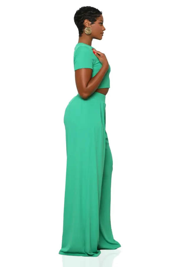 Modern Muse Wide Leg Pants Set (Green)