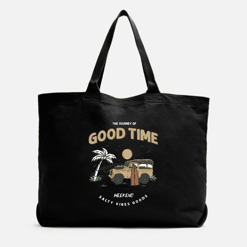 Good Time Weekend Salty Vibes Goods Printed Canvas Bag