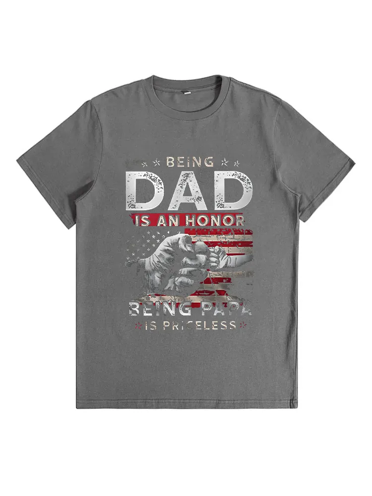 Being Dad Is An Honor Papa Is Priceless US Flag Fist Bump T-Shirt