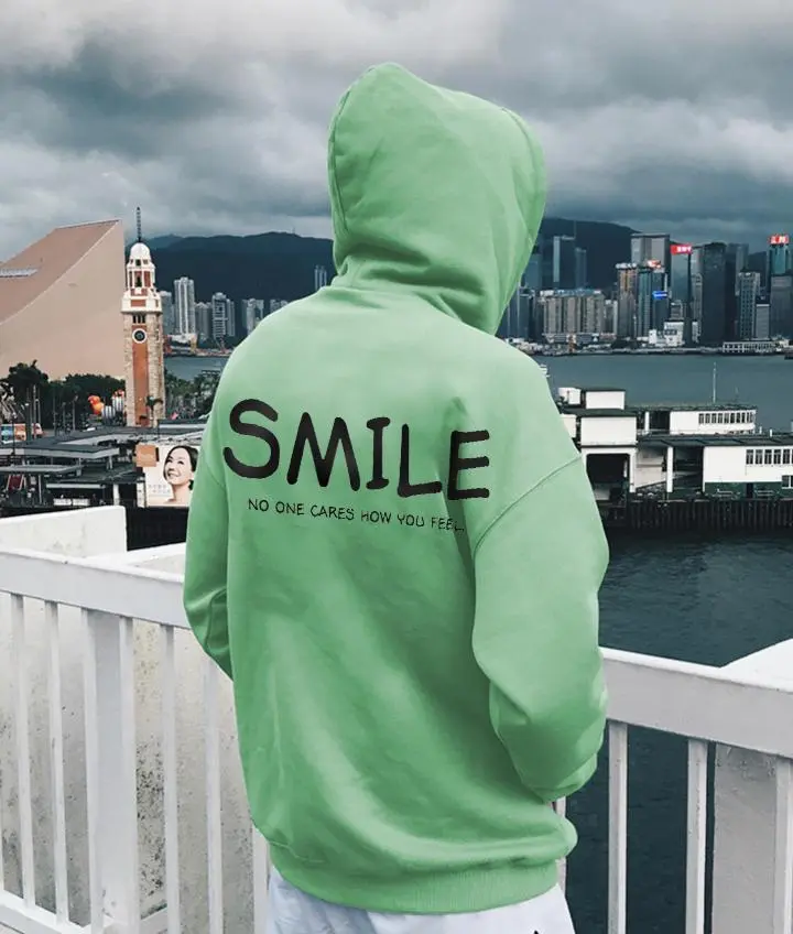 Smile No One Cares How You Feel Fun Monogram Hoodie
