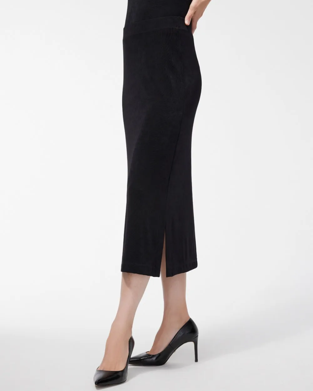 High Waisted Slit Midi Skirt