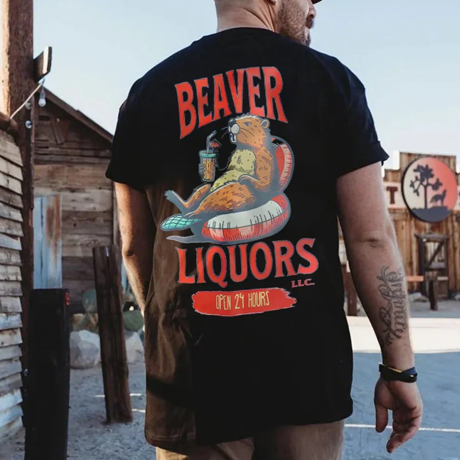 Beaver Liquors Printed Men's T-shirt