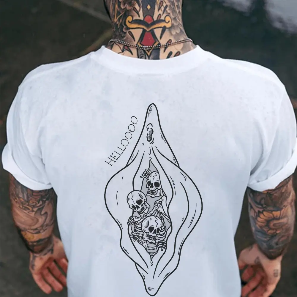 Hello Vagina Skull Printed Men's T-shirt