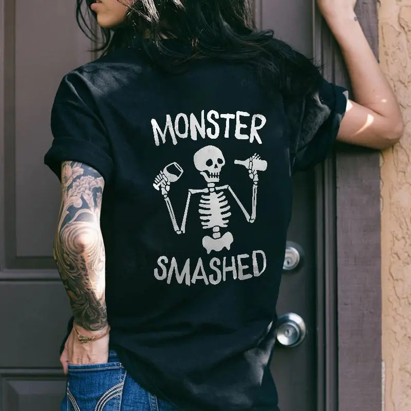 Monster Smashed Printed Skeleton T-shirt