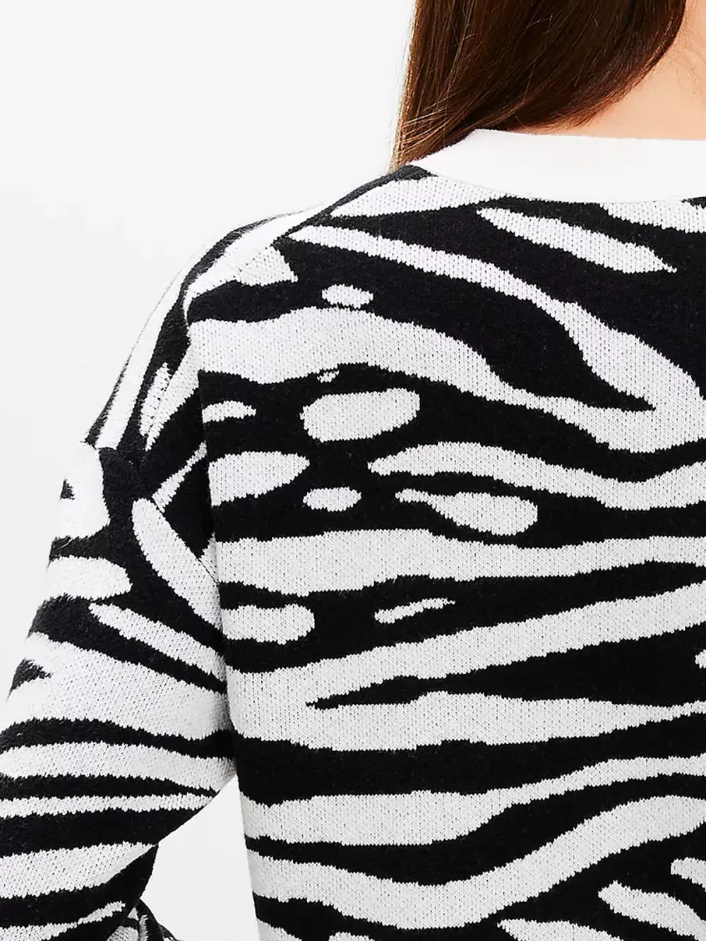 Zebra Print V-Neck Cardigan